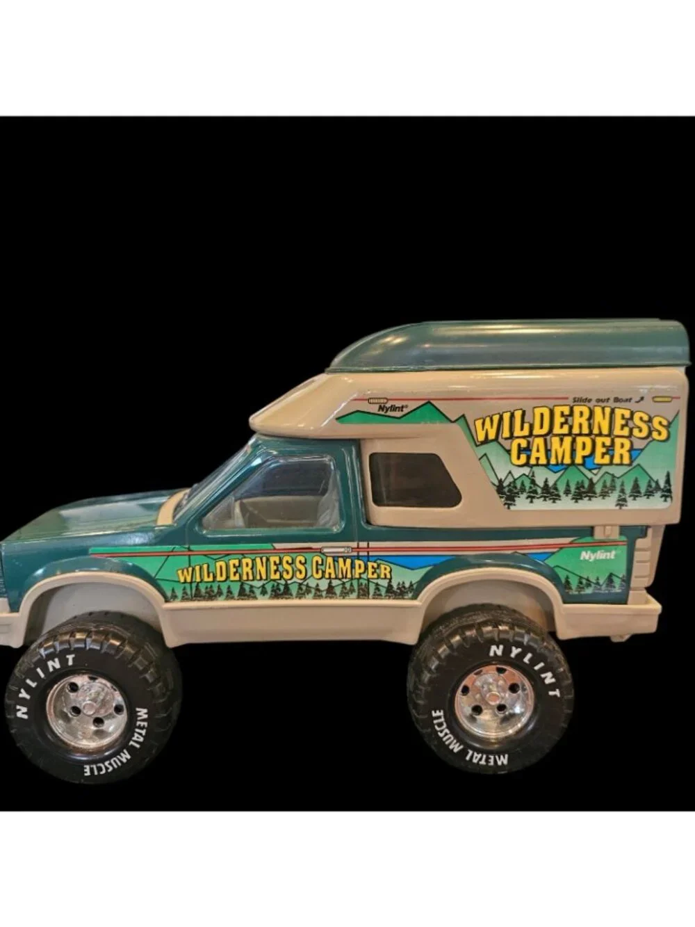 VTG 2 Nylint Ford 4 X 4 Toy Trucks Wilderness Camper With Boat Green 90s